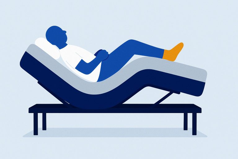 illustration of a zero gravity position showing head and feet elevated